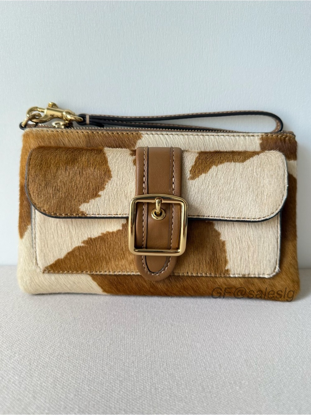 NWT Coach Ashton Haircalf Cow Print Wristlet Clutch Wallet Rare CDY07 Tan Brown - Picture 14 of 16